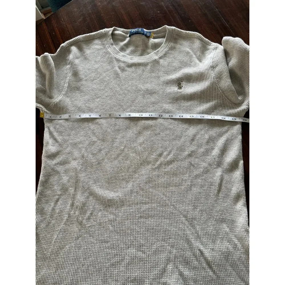 Polo Ralph Lauren Beige Waffle Knit Crew Neck Long Sleeve Thermal Top Size L